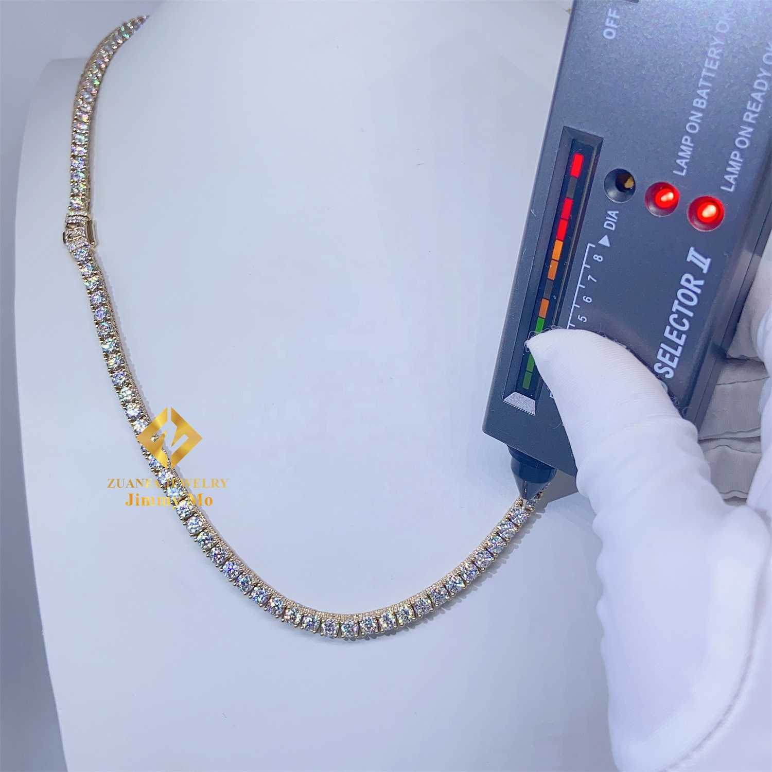 Customized 10k Real Yellow Gold Iced Out Jewelry Hip Hop Chain GRA Certificates 4MM VVS Moissanite Cluster Tennis Chain Necklace