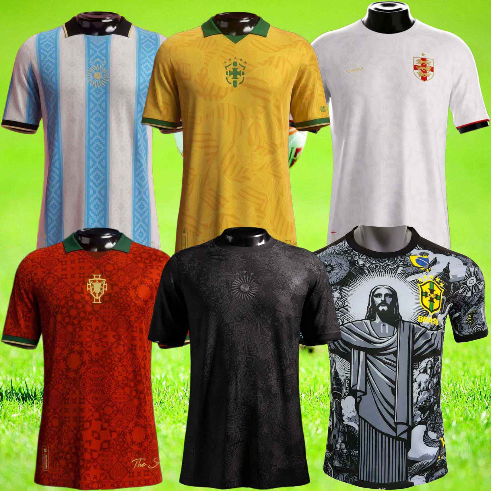 2024 2025 bRAZILS blackout maillot soccer jerseys Christ the Redeemer Kit Special concept JESUS the sIu pUlGa pRiNce PortUgAl RoNaLdo ArGenTIiNas Football shirt