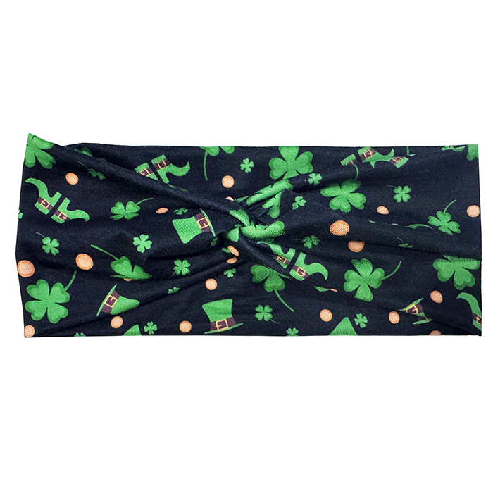 Irish St Patricks Day Headband Older Children Hair Accessories Shamrock Printed Elastic Headband For Sports Yoga cross Sweat Absorption Big Girl Head 