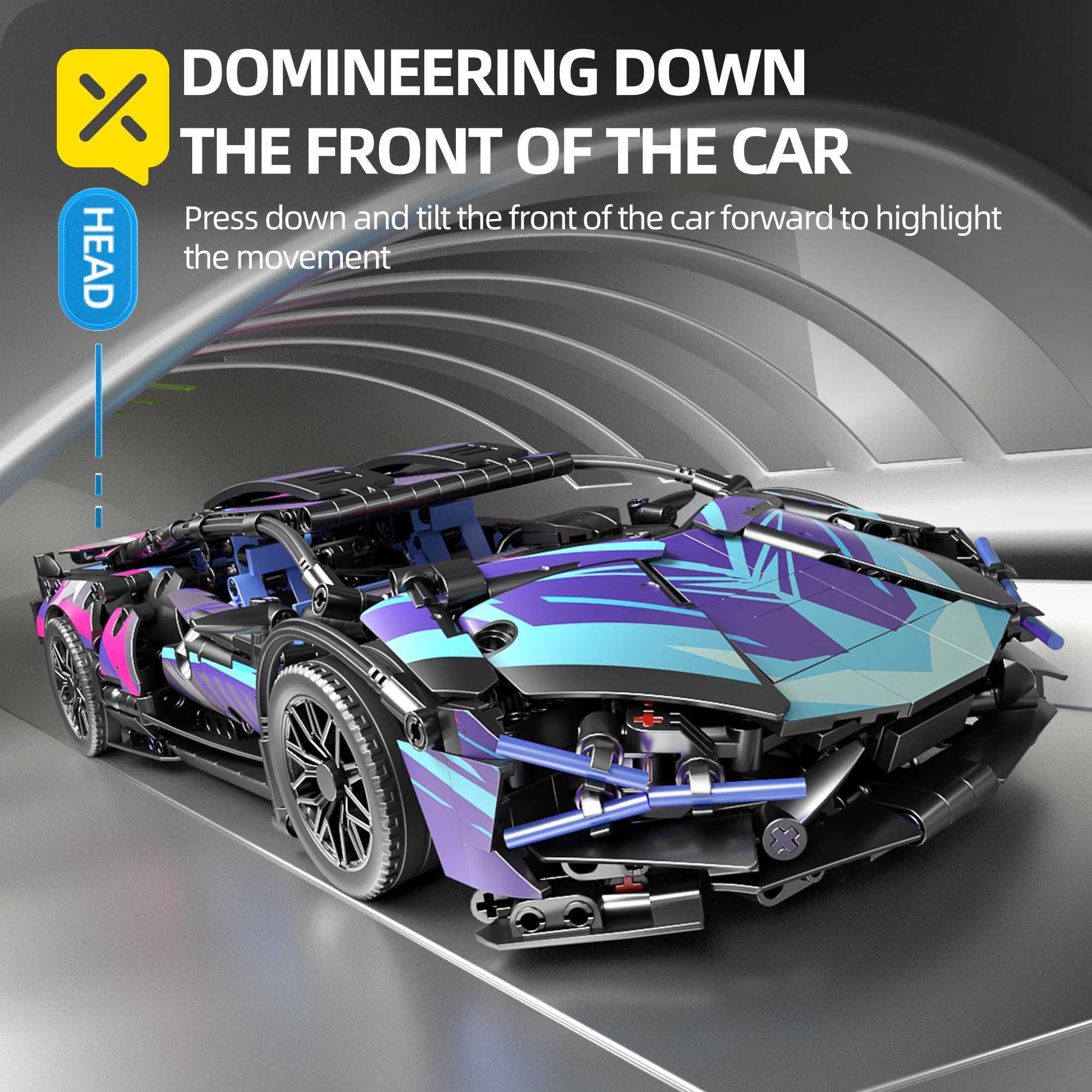 1314 pieces of cyberpunk style high-tech supercar 1 14 Lamborghini building blocks with electric cars childrens toys Christmas gifts W250102