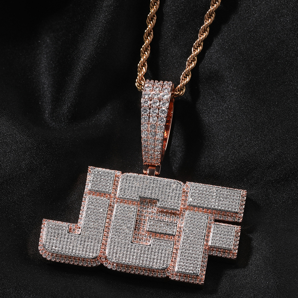 Hip Hop Custom Broken Font A-Z 26 Letters Pendant Necklaces Double Colors TopBling 5A Zircons Jewelry