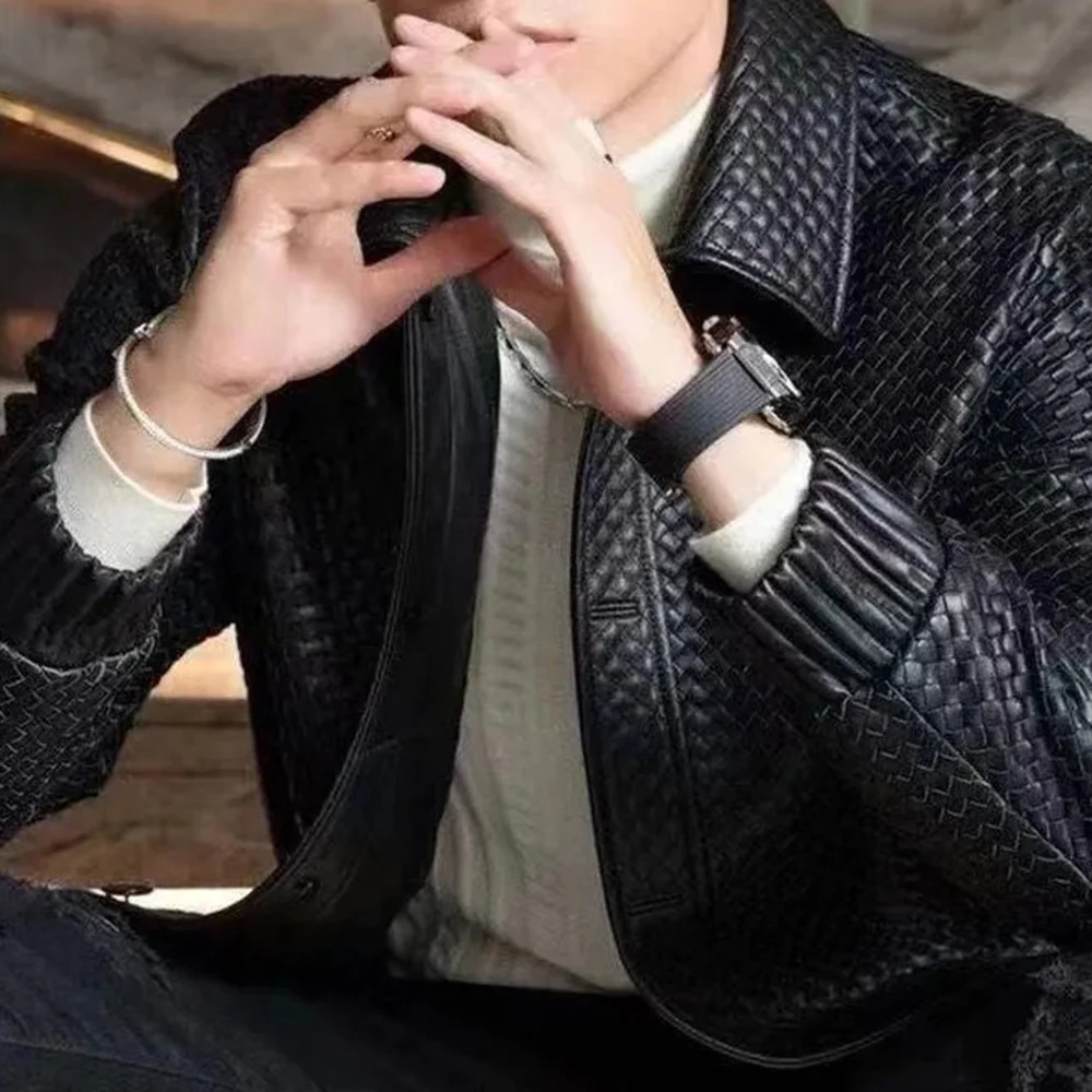 Mens Business Leather Jacket Autumn Fashion Trend High Quality Black Light Casual Loose Y2k Mens Jacket 241230