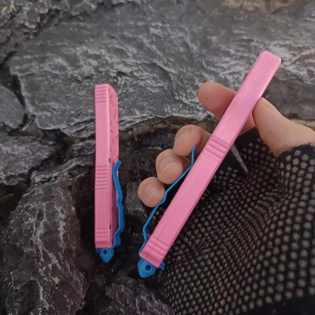 High End Knife D2 Blued Blade Pink Aviation Aluminum Handle Outdoor Camping Hiking Survival Tactical Knives with Nylon Bag
