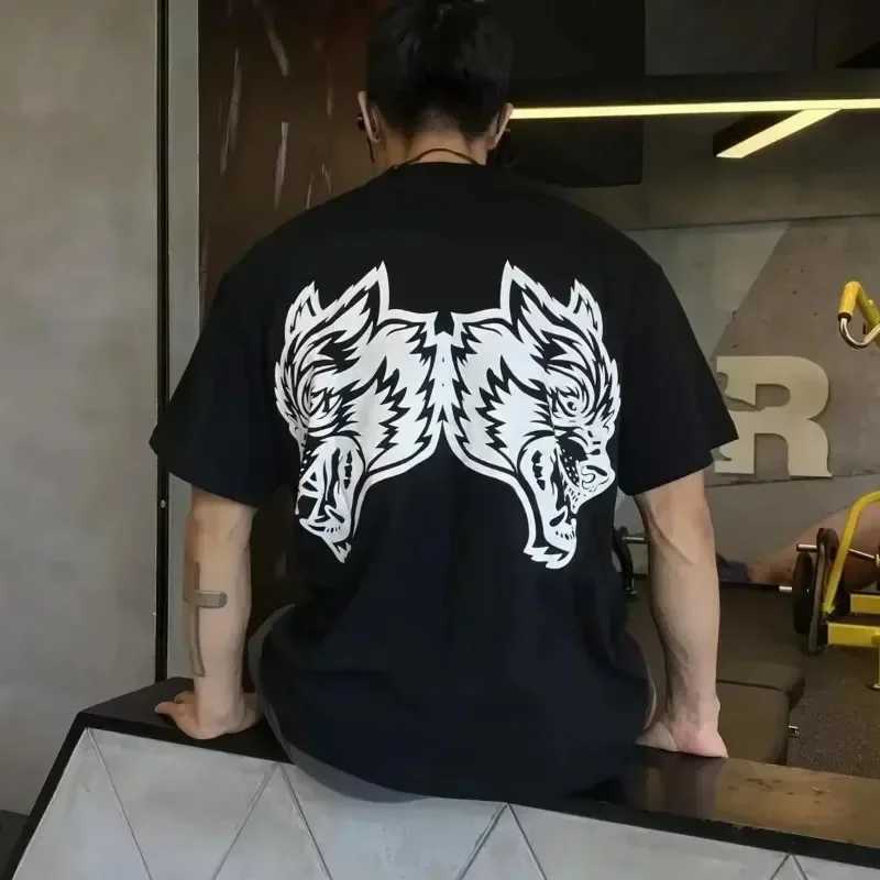 T Shirts Oversized GYM High Quty 100% Cotton Mens Clothing Short Slve Top Ts Wolves Ts Summer Unisex H241231