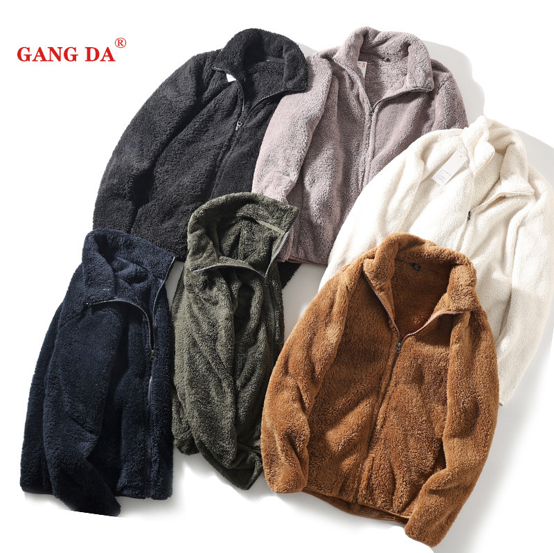 Mens long wool lambhair long sleeved stand up collar jacket with fleece jacket 419505 produced in the fitting room 2024