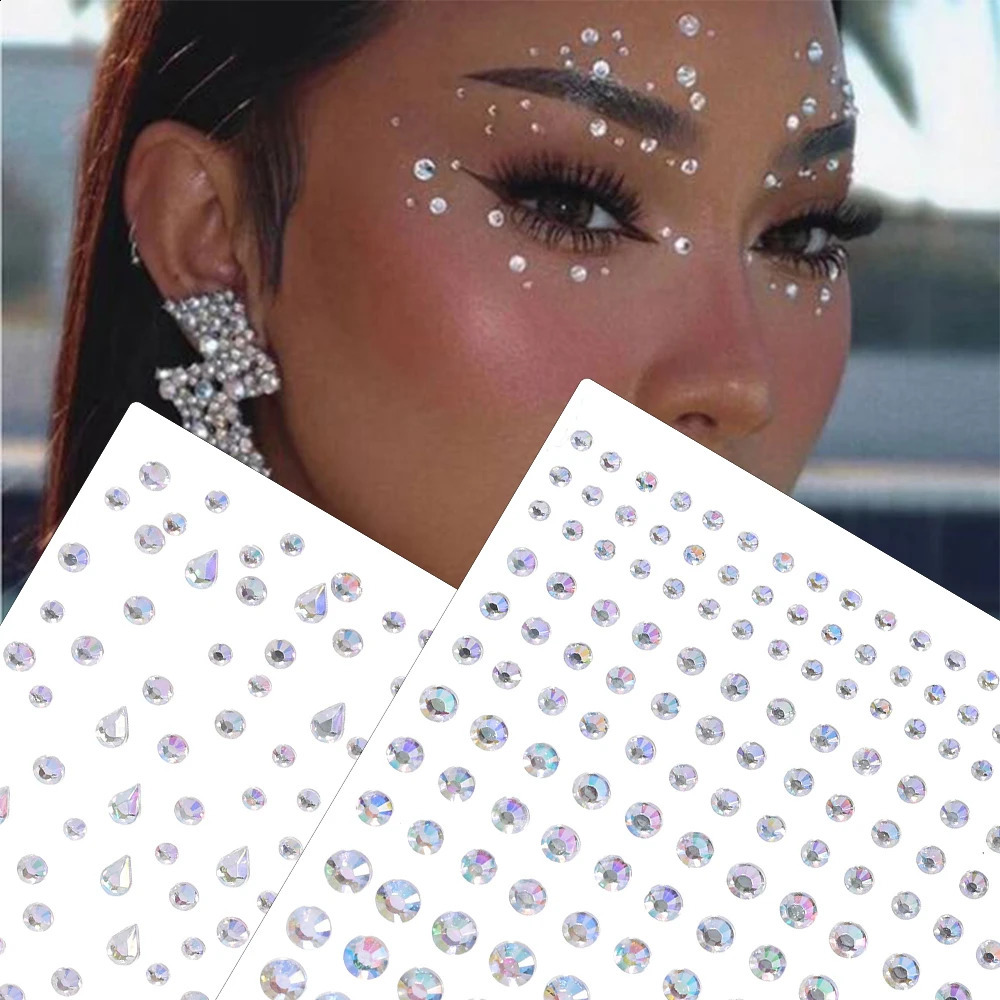 1Pcs Face Diamond Gem Sticker 5D Colorful Tattoo Eyeshadow Stickers for Festival Nail Body Makeup Bling Jewel DIY Deco 250219