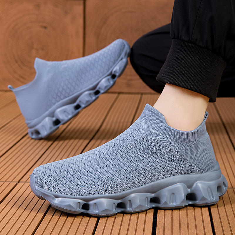 2025 Cross-border new men's shoes Breathable socks shoes flying woven sports shoes casual student walking women's shoes soft sole non-slip 3