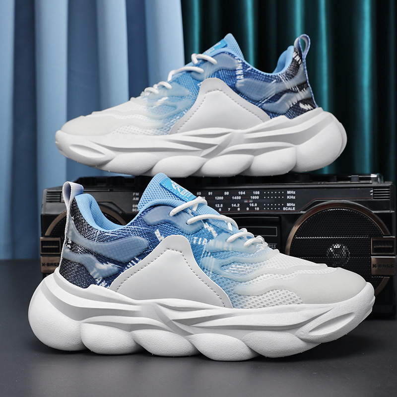 Men's shoes summer 2025 new net hollow-out breathable anti-odor increase all the harbour wind thick soled ins dad tide shoes