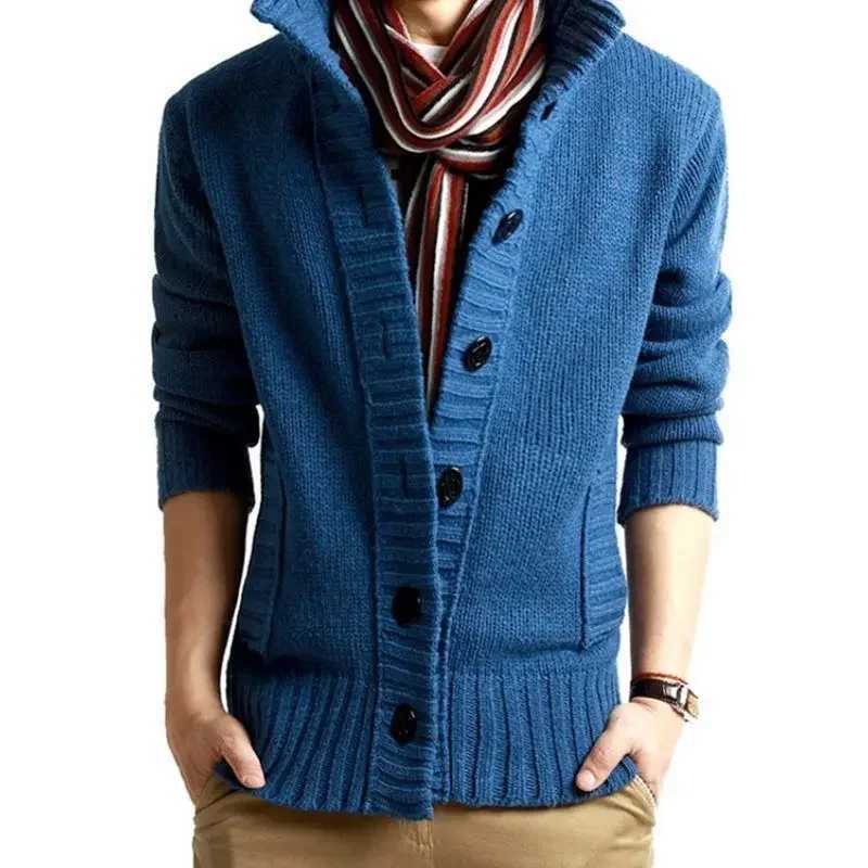 High Quality Korean style jacket colorful long sleeved autumn and winter knitted cardigan mens solid high-quality and fashionable Y2k mens sweater T25