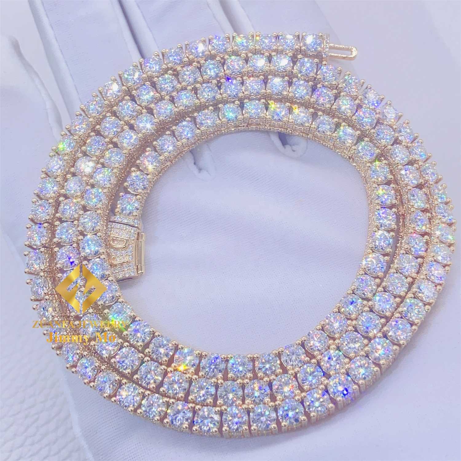 Customized 10k Real Yellow Gold Iced Out Jewelry Hip Hop Chain GRA Certificates 4MM VVS Moissanite Cluster Tennis Chain Necklace