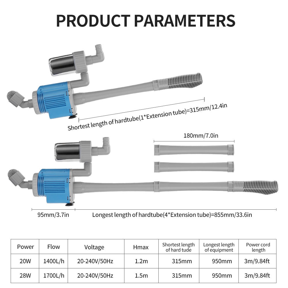Aquarium Gravel Cleaner - Electric Automatic Removable Vacuum Water Changer Sand Algae Cleaner Filter Changer 28W