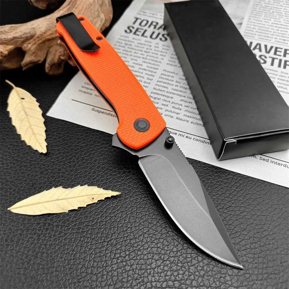 Folding Knife Assisted Quick Open Knife 440C Blade Orange Nylon Fiberglass Handle Outdoor Camping Tactical Hunting Military toolXJ250102