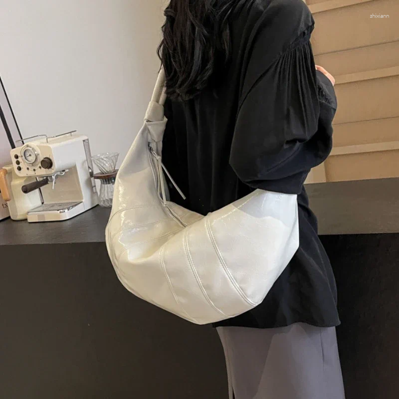 Shoulder Bags PU Leather Crescent Crossbody Bag For Women Casual Satchel Hobo Dumpg Red Y2k Girls Messenger zhanyishengli