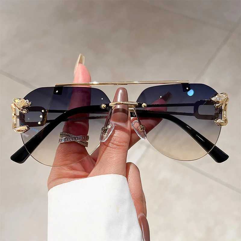 KAMMPT Vintage Riml Men Sunglasses Tren Pilot Gradient Outdoor Blue Shades Fashion Brand Women Sun Glasses for DrivingXJ250102