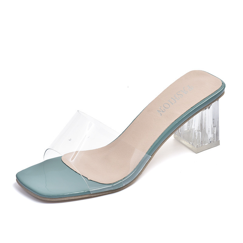 Ddmywed Spring/Summer New Beach Vacation Thick Heel Transparent Sandals For Women's Fairy Wind Cooling Slippers With High Heels Chinese Brand Sho
