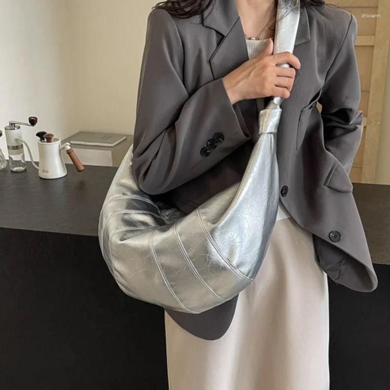Shoulder Bags PU Leather Crescent Crossbody Bag For Women Casual Satchel Hobo Dumpg Red Y2k Girls Messenger zhanyishengli