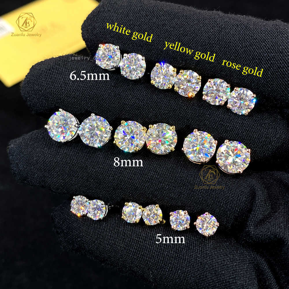 Cheap Price Hip Hop Fine Jewelry Earrings 5mm 6.5mm 8mm VVS Moissanite Diamond Earring Bling 925 Sliver Stud Earrings