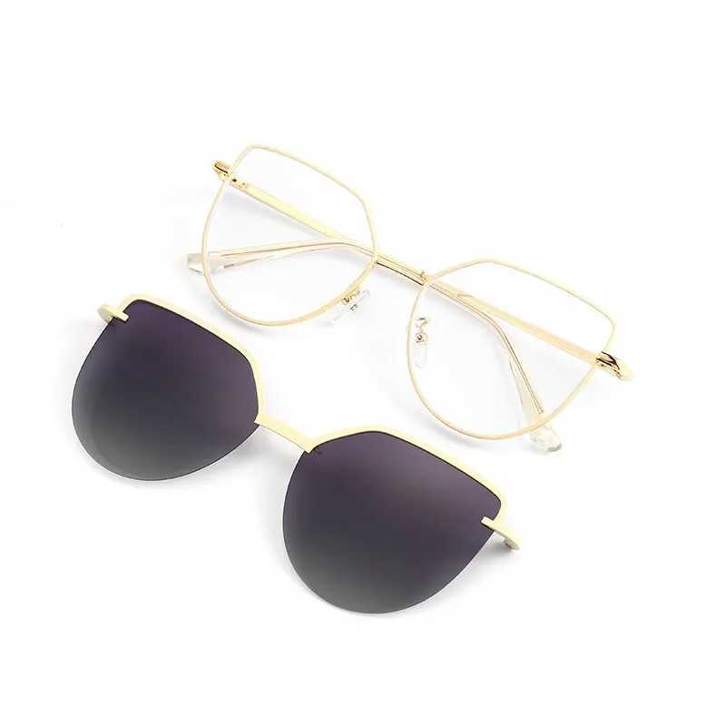Cat Eye Flip on Sunglasses Women Anti Blue Light Glasses Frames Polarized Magnetic Clip Ladies Fashion Computer Eyeglasses 7002XJ250102