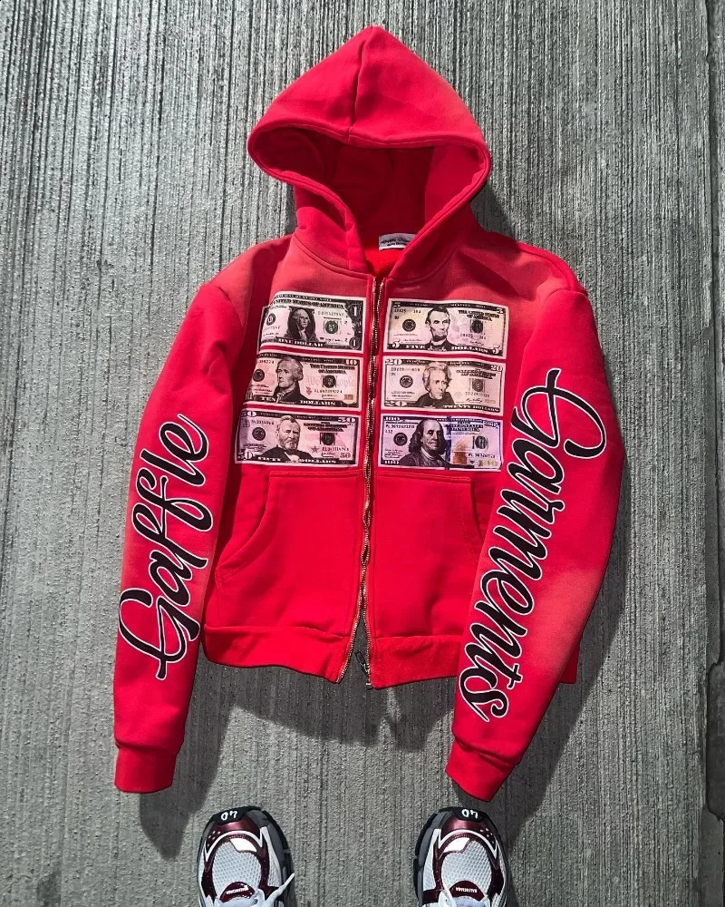 Fashionable Street Mens Zipper Hoodie Letter Printed Jacket Harajuku Mens and Womens Hip Hop Gothic Sportswear Hoodie 241231