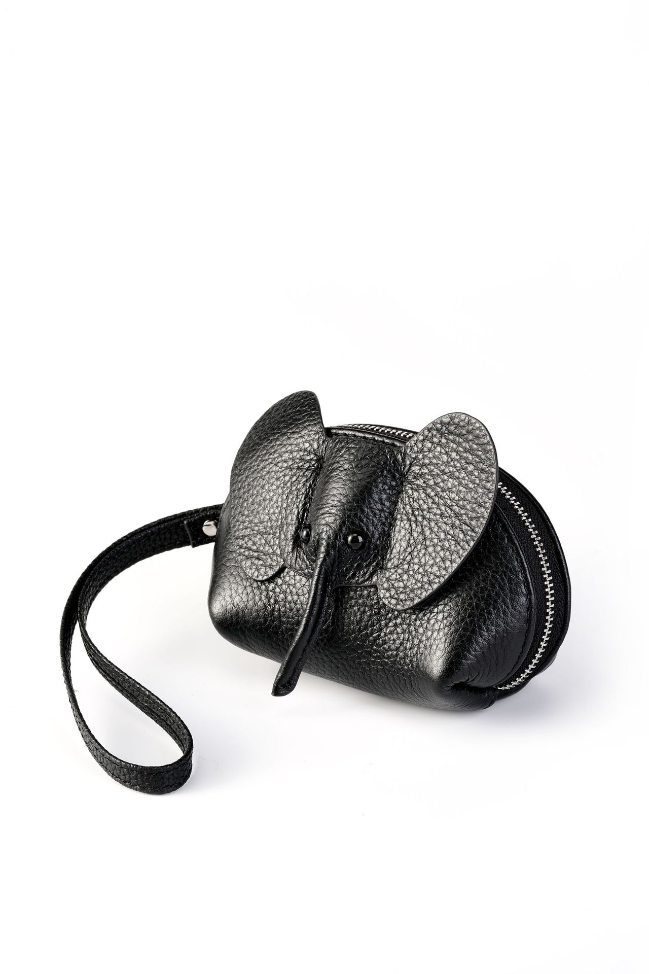 Chic Female Genuine Leather Mini Purse with Zipped Top Handle and Pocket for Keys and Cards