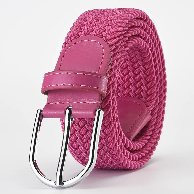 n Men 105cm Belt Purple Pink Green Woven Stretch Casual Buckle Elastic Women Canvas Fashionable Bright 250102