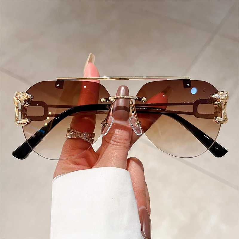 KAMMPT Vintage Riml Men Sunglasses Tren Pilot Gradient Outdoor Blue Shades Fashion Brand Women Sun Glasses for DrivingXJ250102