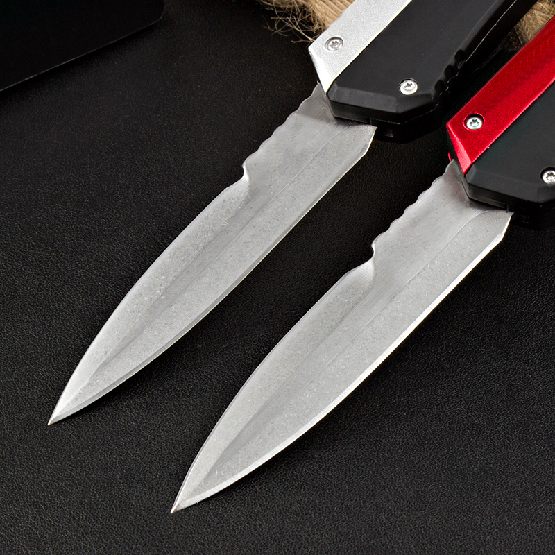 Top Quality Tactical Knife 5Cr15Mov Double Edge Stone Wash Blade Two-tone Zn-al Alloy Handle 3-sided Switch EDC Pocket Knives With Nylon Bag