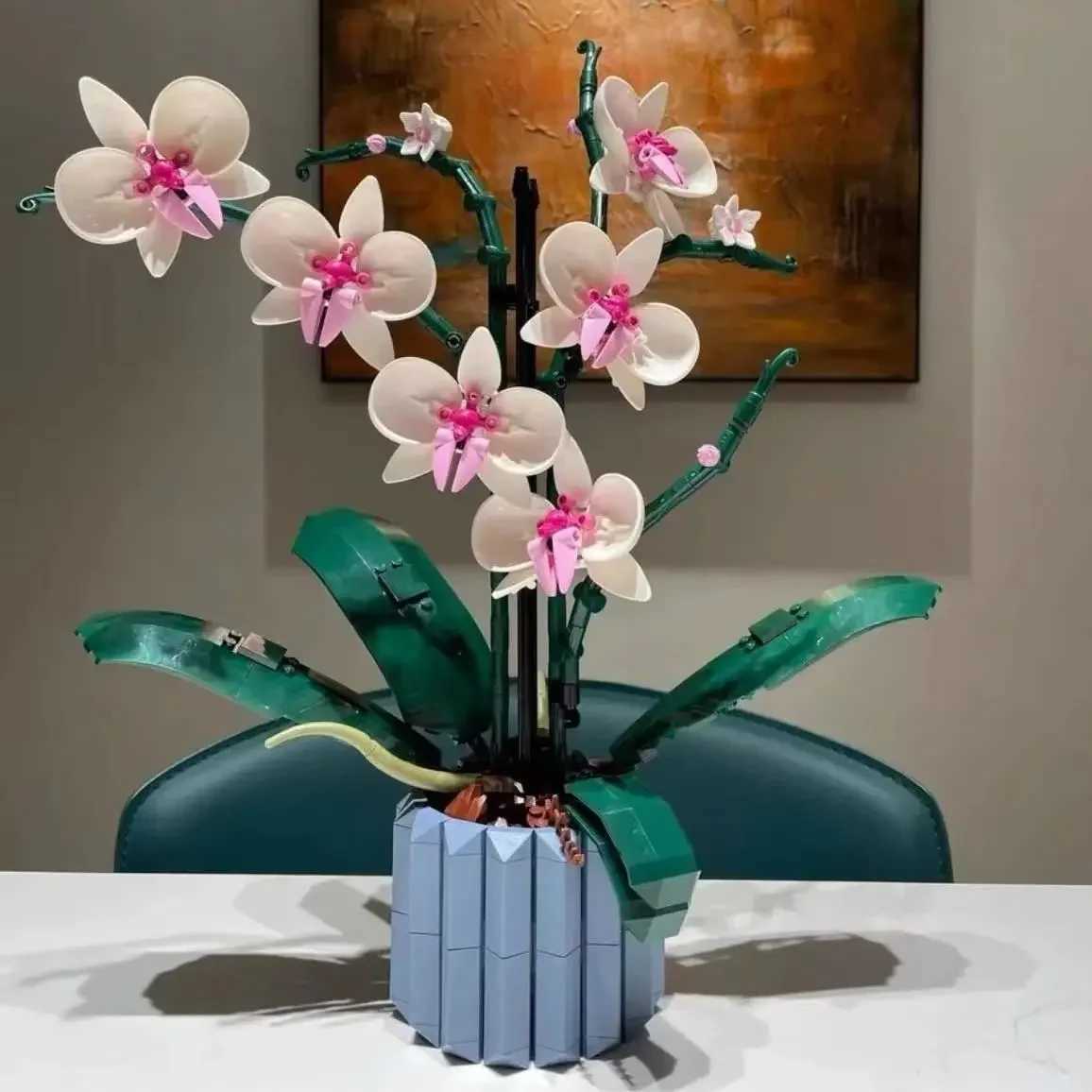 608Pcs Building Blocks Orchid DIY Potted Flower Bouquet Bricks Christmas Girlfriend Cymbidium Flower Gift Childrens Toys W250102