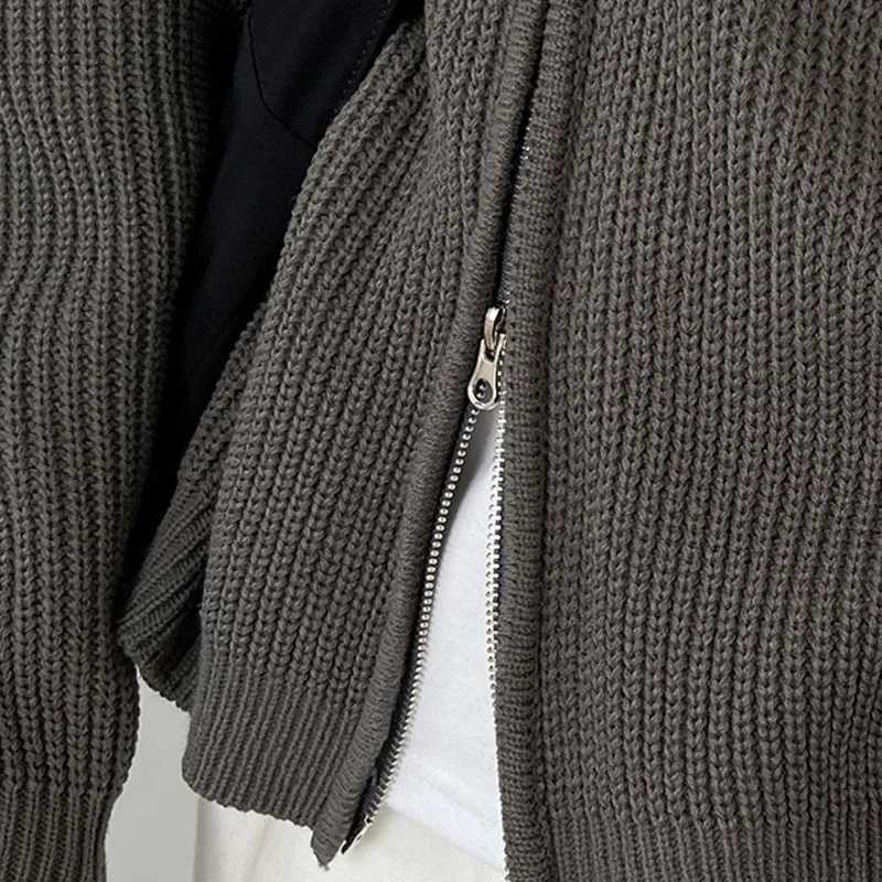 High Quality Hat knitted sweater mens autumn and winter cardigan sweater zipper sweater mens fashion clothing Japanese style street clothing casual ja