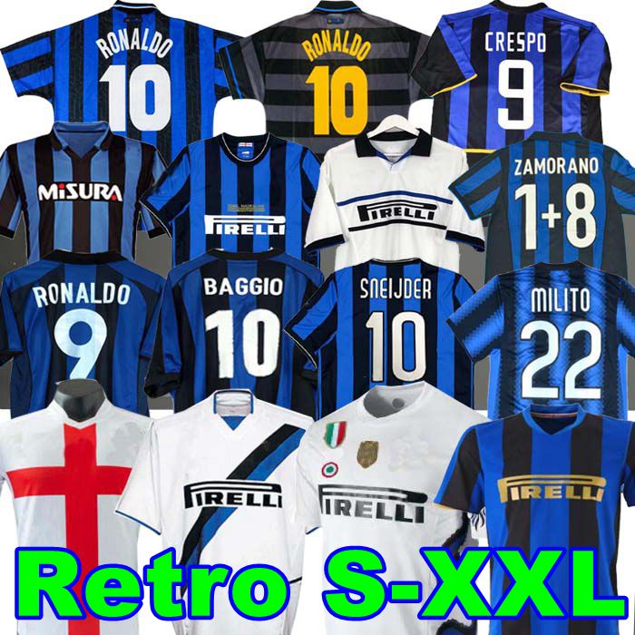 Retro Soccer jersey finals 2009 MILITO SNEIJDER ZANETTI MilanS Eto'o Football 97 98 99 95 96 03 Djorkaeff Baggio ADRIANO 10 11 07 08 09 BATISTUTA Zamorano RONALDO InTErS