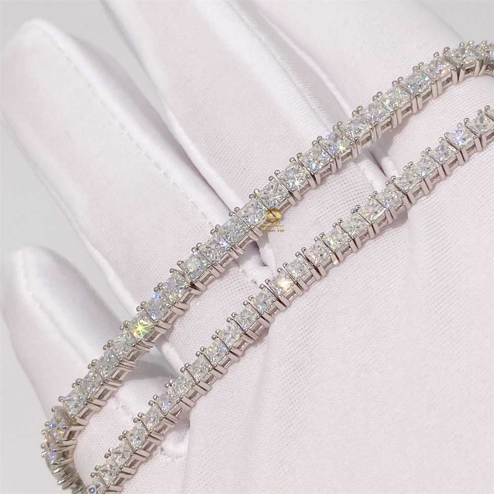 Large Stock Iced Out 2.5mm/3mm Princess Moissanite Diamond 925 Sterling Silver Tennis Bracelet