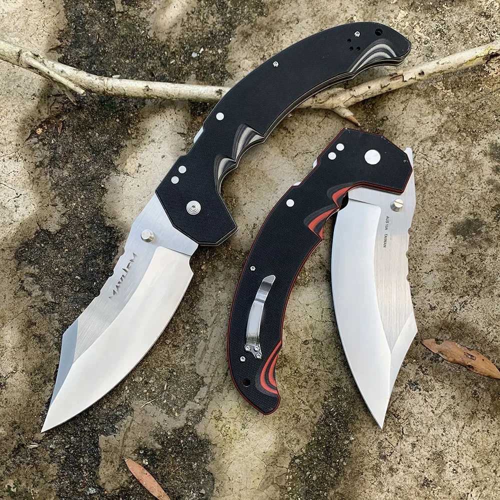 High hardness Cold Large Camping Tactical Hunting Knife AUS10A Blade Outdoor Folding Survival Tools For Men Jungle combat KnivesXJ250102