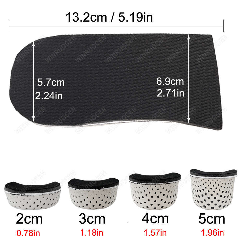 WINRUOCEN 2-5cm Half Height Increase Insoles Hard Breathable Heel Insert Sports Shoes Pad Cushion Elevator Unisex