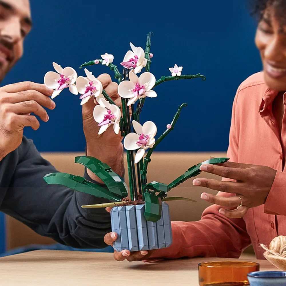 608Pcs Building Blocks Orchid DIY Potted Flower Bouquet Bricks Christmas Girlfriend Cymbidium Flower Gift Childrens Toys W250102