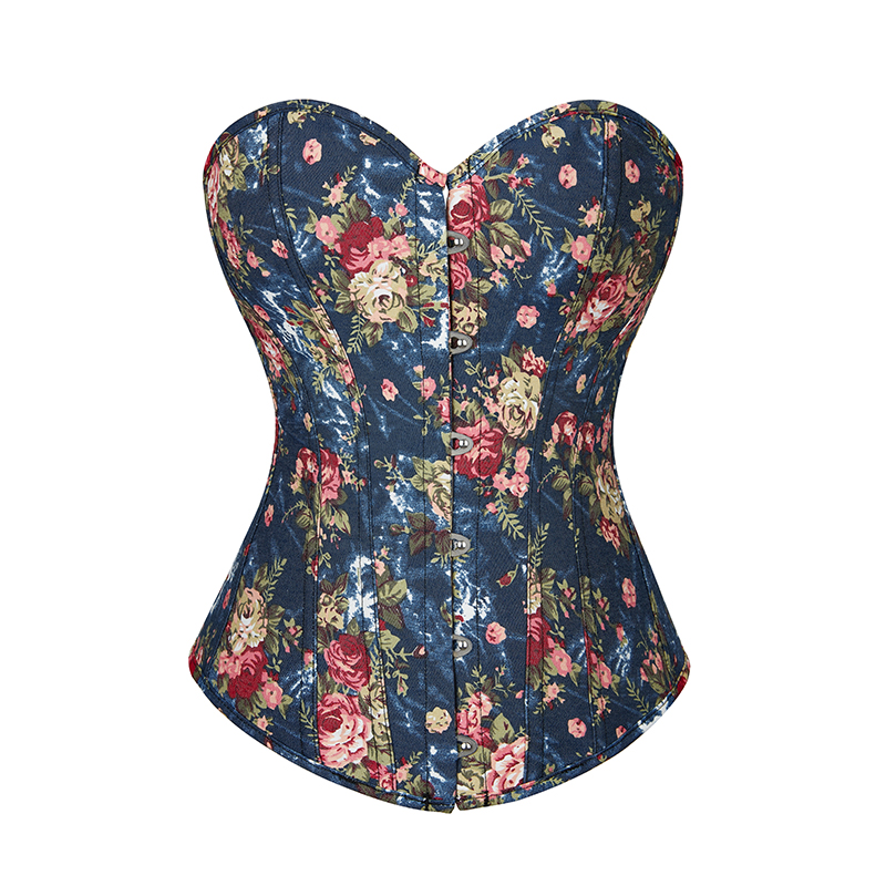 Sexy Lingerie Gothic Corset Steampunk Floral Fantasy Burlesque Denim Corsets Corset