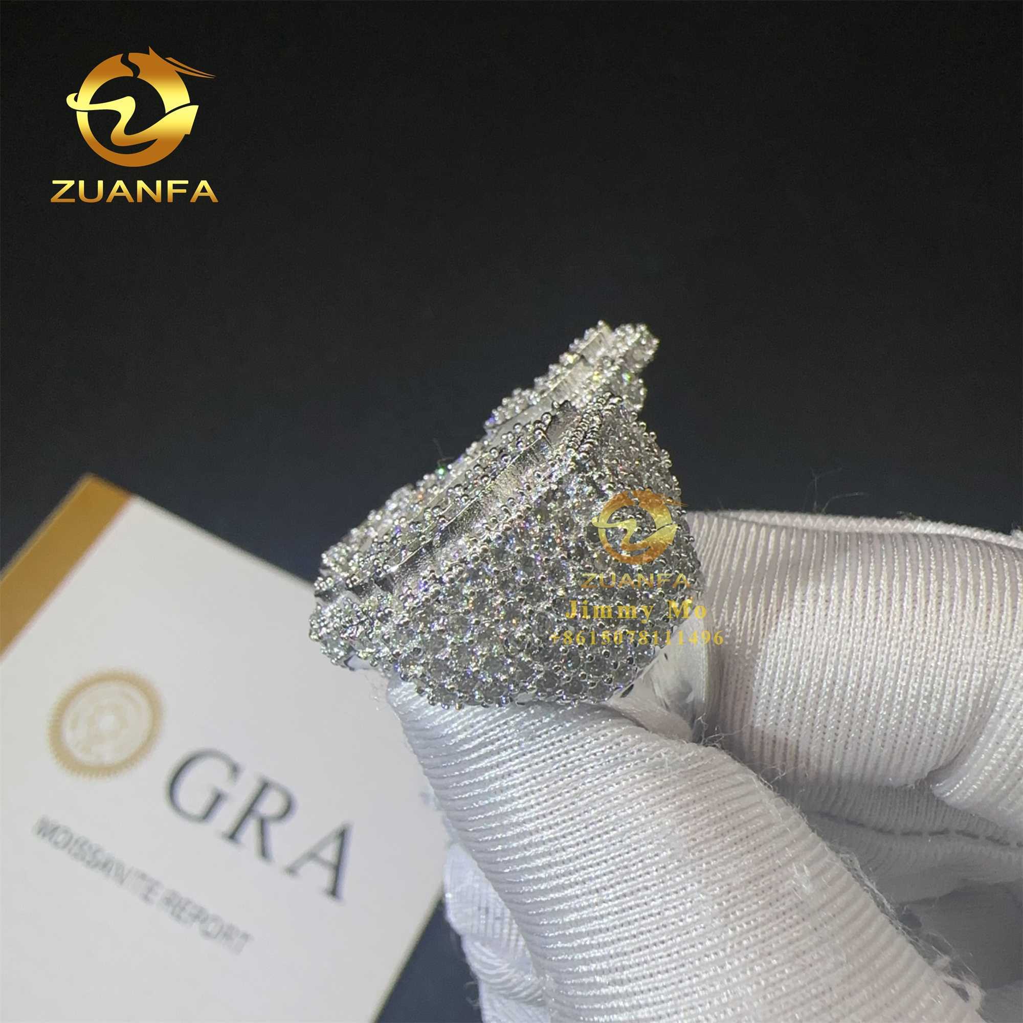 2024 New Design Buss Down GRA Certificates Religious 925 Sterling Silver VVS Moissanite Diamond Hip Hop Iced Out Allah Ring Men