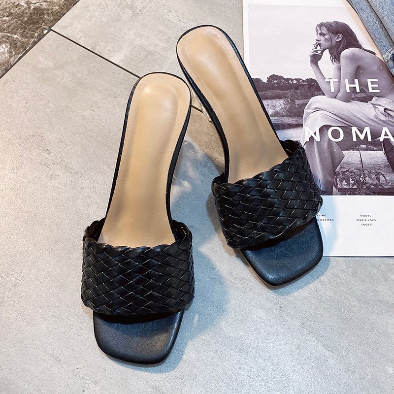 Celebrity Ddmywed Internet Woven Open Toed Half Slippers Summer Wear With Exposed Toes Fashionable And Comfortable Ins Women S Shoes Chinese Brand F D