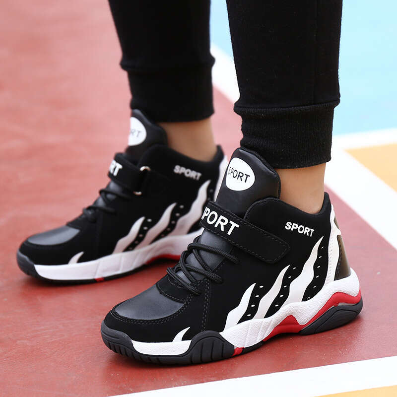 Warm Winter Kids Sport Boys Casual Sho es High Top Tennis Ch ildren's Plush Leather Run ning Sneakers for Gir ls New