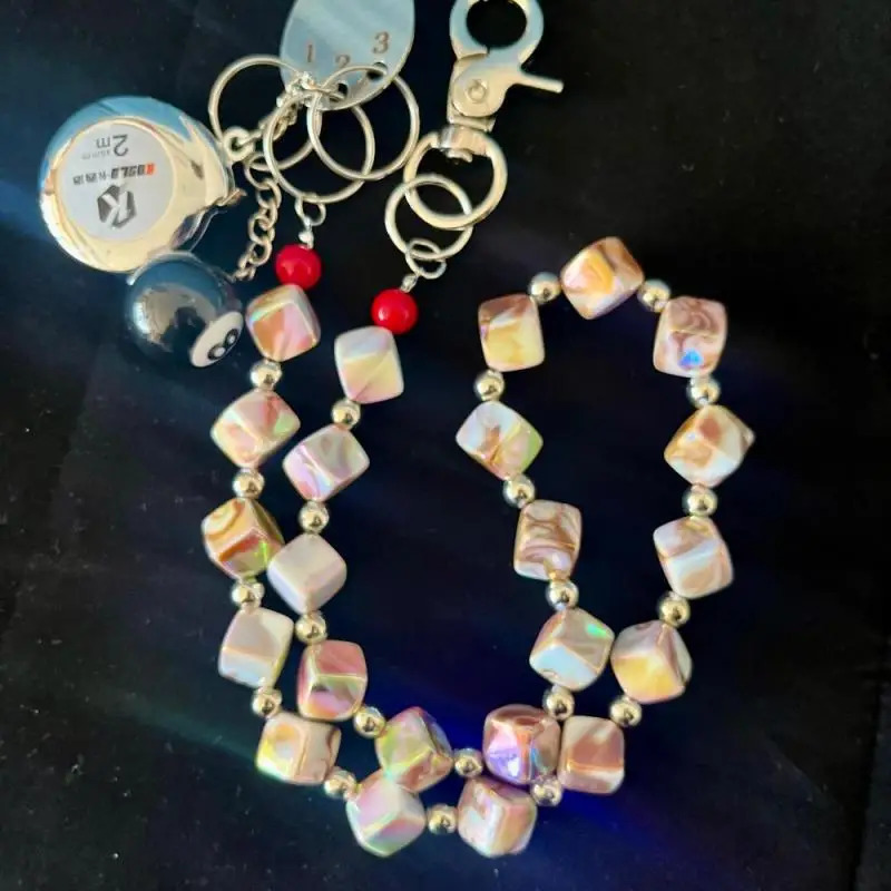 Original Punk Style Jeans Trouser Chain Two-Color Wide Square Beads Unique Niche Unisex Wear Accessories Waist Pendant 241231