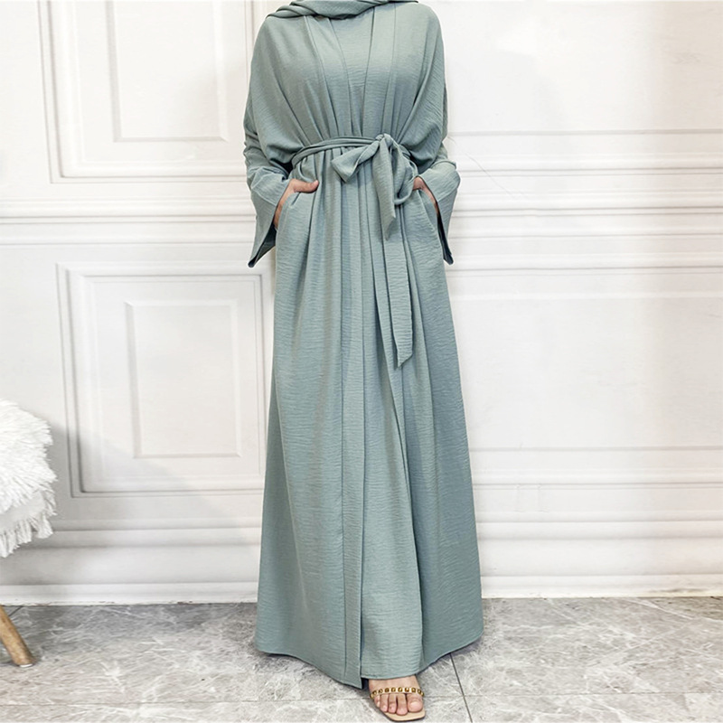 Y956974 solid color large size robe dress coat women's clothing
