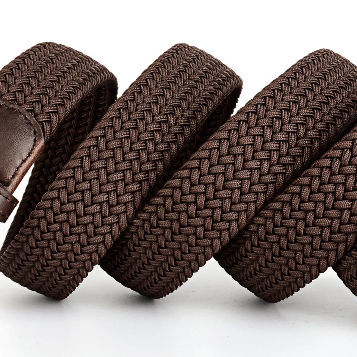 Drizzte Plus Size 130 150 160 170 180 190cm Brown Braided Woven Elastic Stretch Belt Mens for Big and Tall Man High Quality 250102