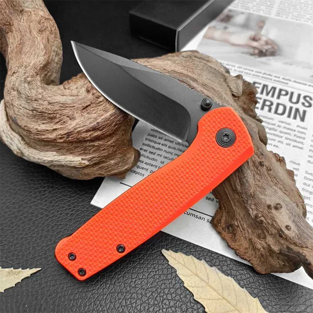 Folding Knife Assisted Quick Open Knife 440C Blade Orange Nylon Fiberglass Handle Outdoor Camping Tactical Hunting Military toolXJ250102