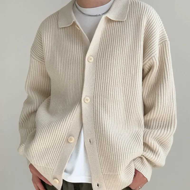 High Quality Korean style solid color loose thick sweater autumn and winter coat mens lazy style Harajuku casual fashion knitted cardigan T250102