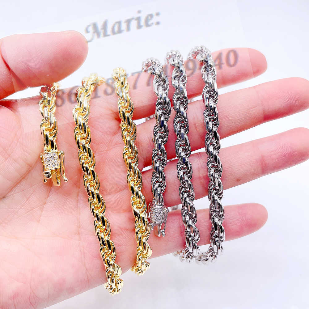 ready to ship chain 6mm width 925 sterling rope necklace moissanite diamond rope chain necklace