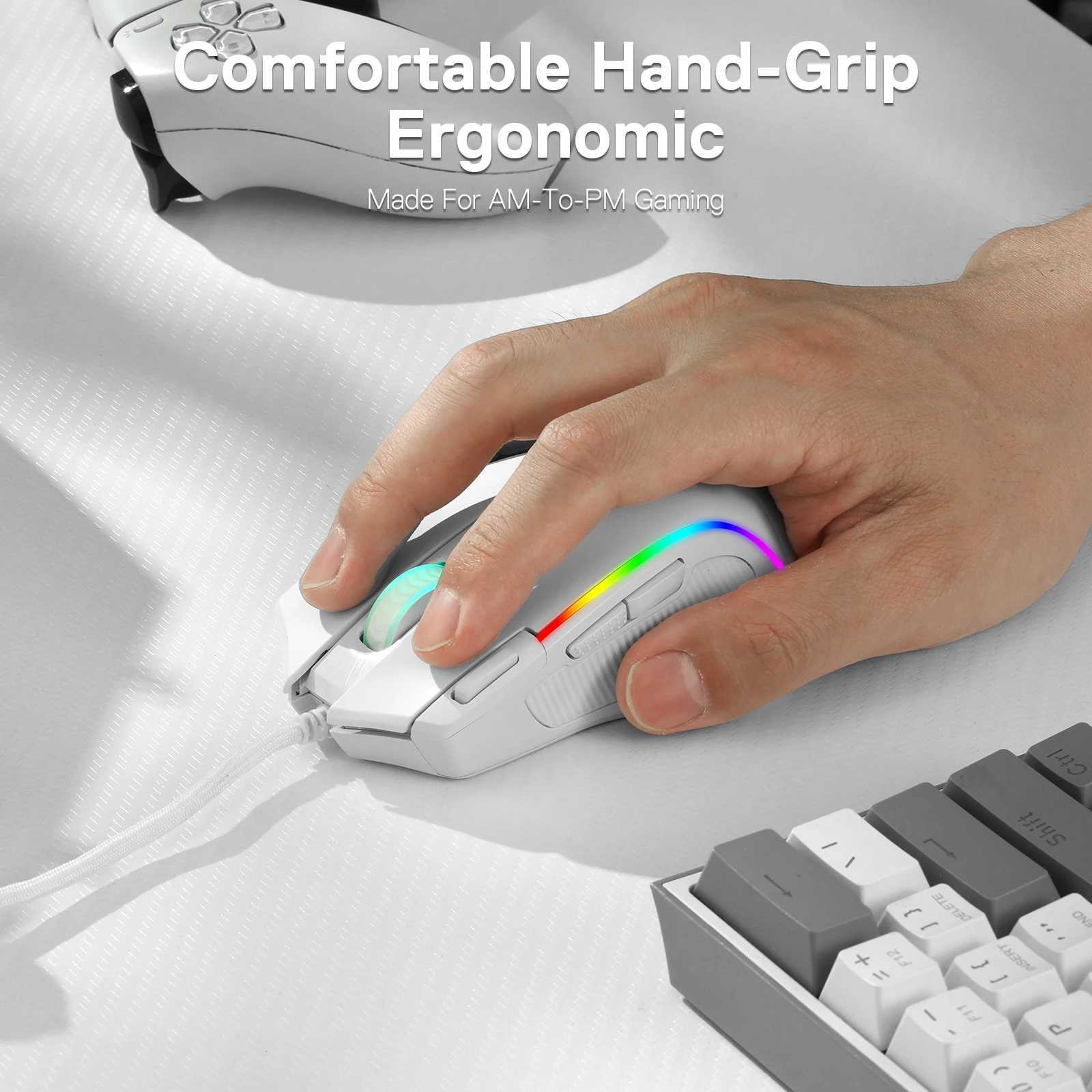 New Arrival Redragon M612 Predator RGB Gaming Mouse 8000 DPI Wired Optical with 11 Programmable Buttons White T250102