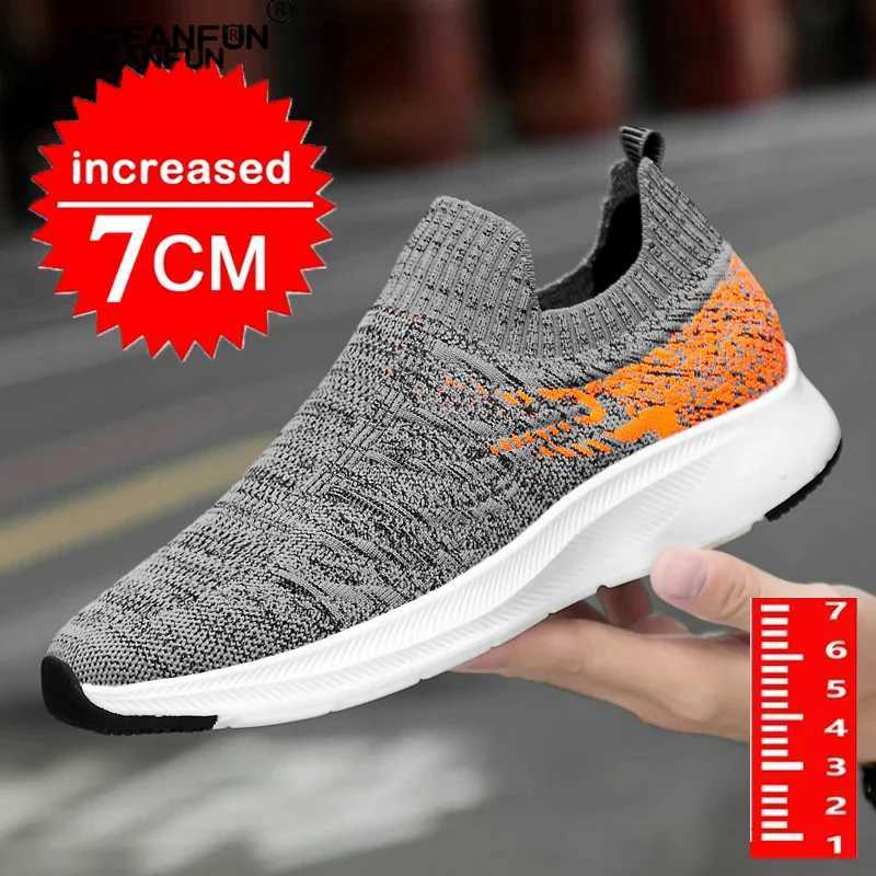 Lift Man Sneakers Summer Elevator Shoes Height Increase Shoes for Men Mesh Light Breathable 7CM Slip-on Casual HeighteningC241231