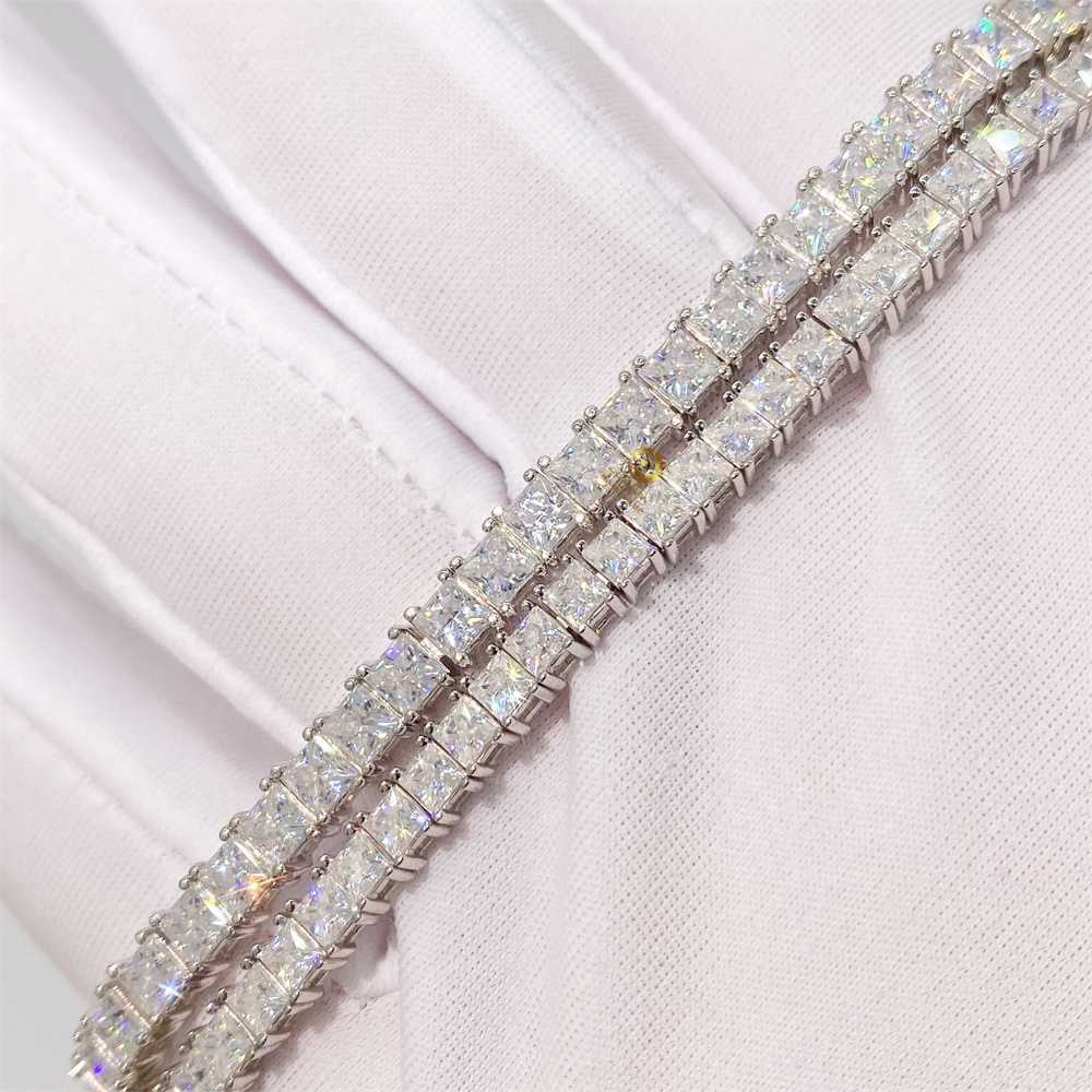 Large Stock Iced Out 2.5mm/3mm Princess Moissanite Diamond 925 Sterling Silver Tennis Bracelet