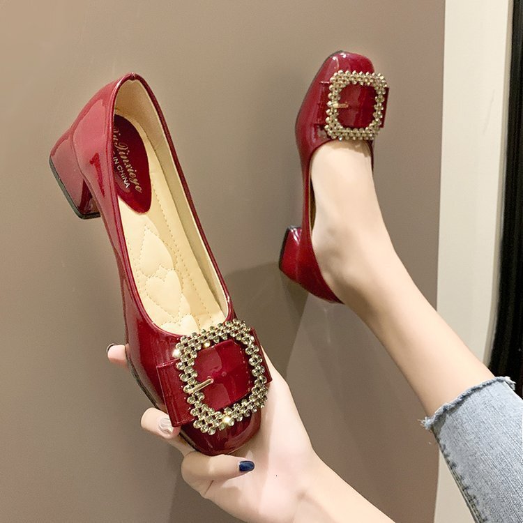 Spring And Ddmywed Autumn Outfit With Square Toe Thick Heel Fairy Style Version Metal Buckle Red Medium Order Shoes Women S Chinese Brand F Ddmysaturn