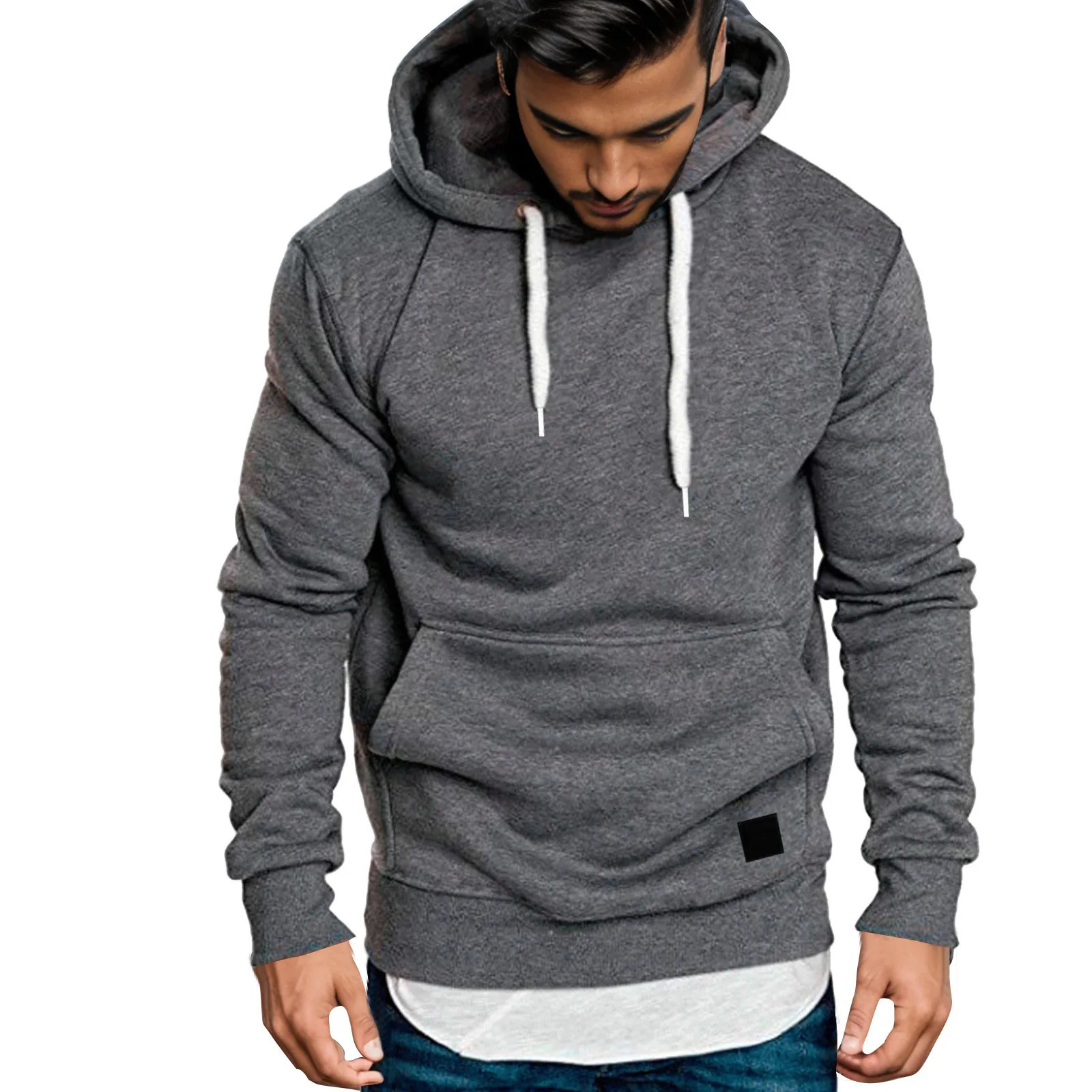 Mens Casual Patchwork Colour Simple Hooded Sweatshirt Mens Winter Warm Comfortable Fashion Sweatshirt Jacket 250102