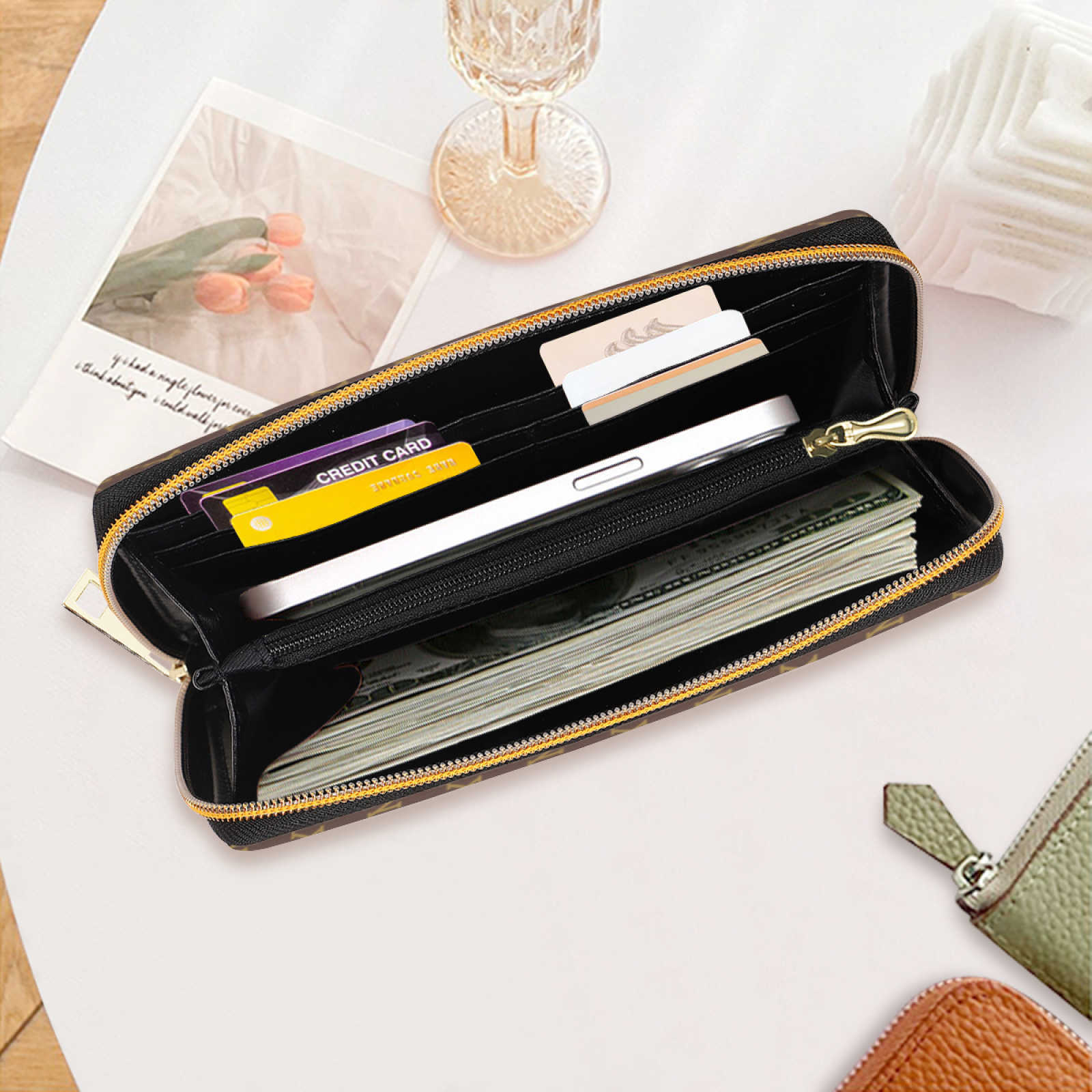 NXY Wallets Casual Wallet Multi-Slot Card Holder Zipper Coin Purse Small Clutch PU Money Bag Cardholder For Men And Women